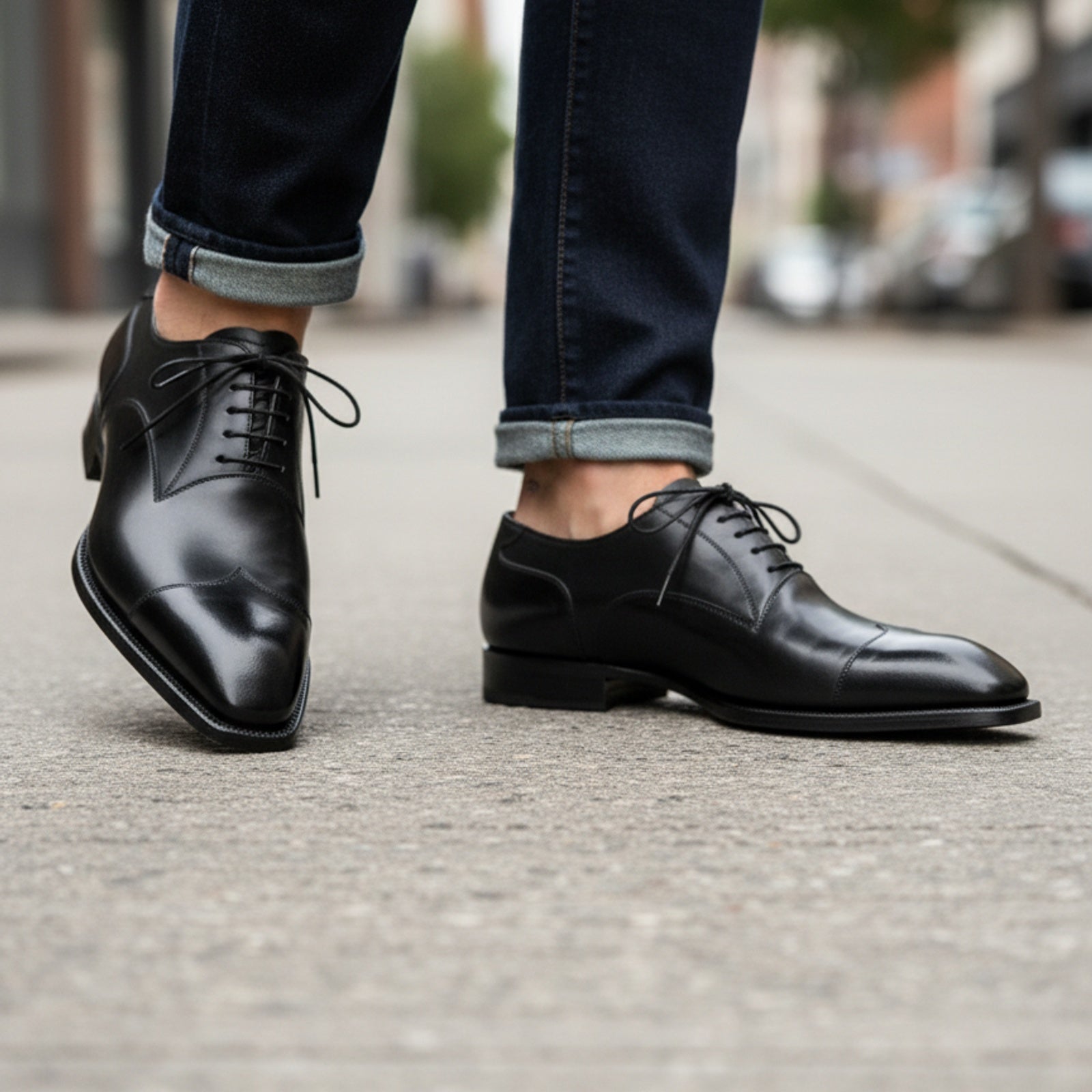 Handmade Mens Black Formal Shoes, Men Black Tuxedo Leather Shoes, Shoes - model-walking-street
