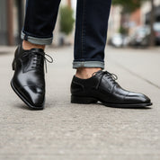 Handmade Mens Black Formal Shoes, Men Black Tuxedo Leather Shoes, Shoes - model-walking-street