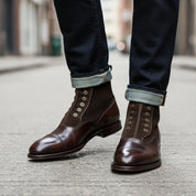 Handmade Mens Brown Button Boots, Men Gentlemen Ankle Boots, Leather Boot - model-walking-street