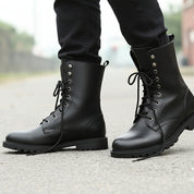 Men's Biker Leather Boots | Rider Boots - model-walking-street