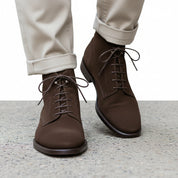 Men's Brown Suede Ankle Boots - model-walking-street