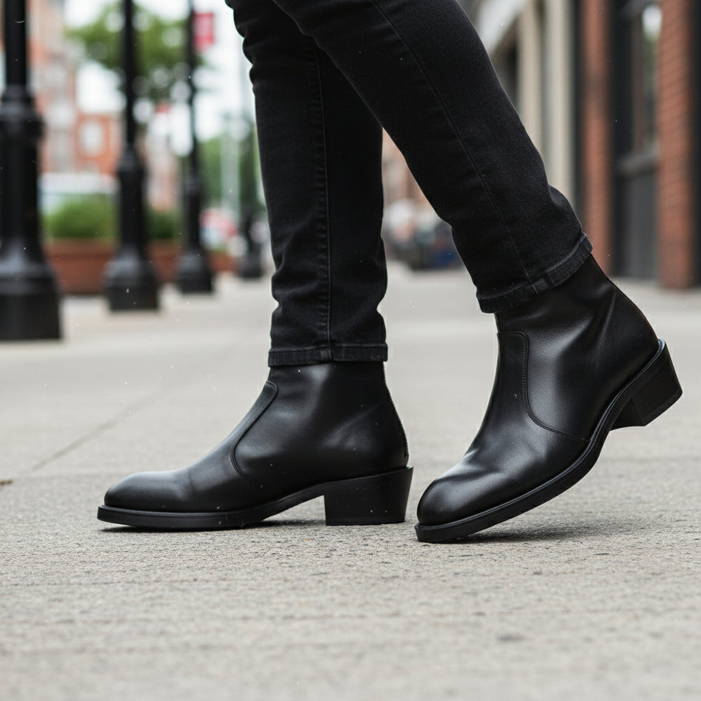 model-walking-street - Men's Brown Suede Chelsea Boots