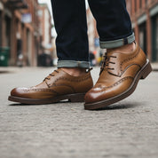 model-walking-street - Men's Classic Leather Formal Shoes