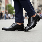 model-walking-street - Men's Genuine Leather Formal Brogues
