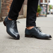 model-walking-street - Men's Genuine Leather Oxford Dress Shoes