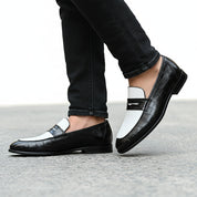 Men's Two-tone Crocodile Leather Moccasins Loafers - model-walking-street