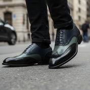 Men's Wing Tip Brogue Lace Up Leather Shoes - model-walking-street