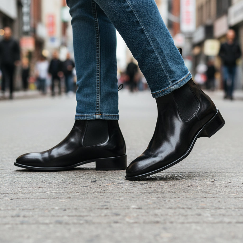 model-walking-street - Unisex Patent Leather High Ankle Boots