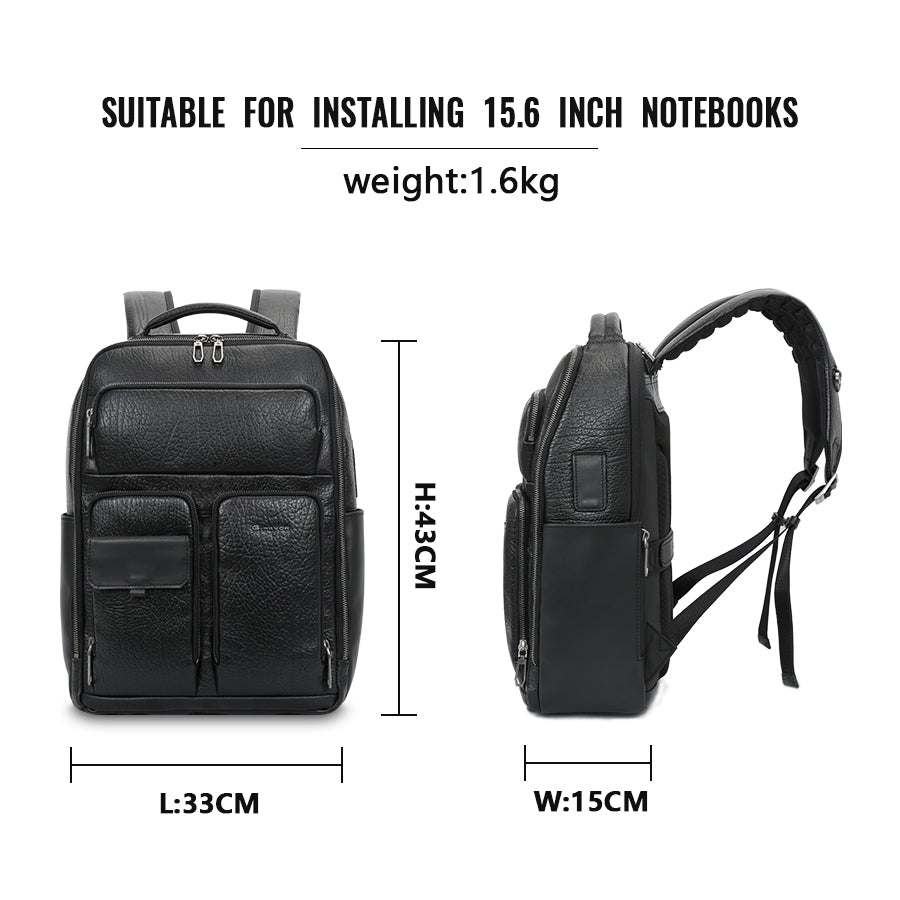 Modern Leather Laptop Backpack with USB Charging Port – Travel Friendly