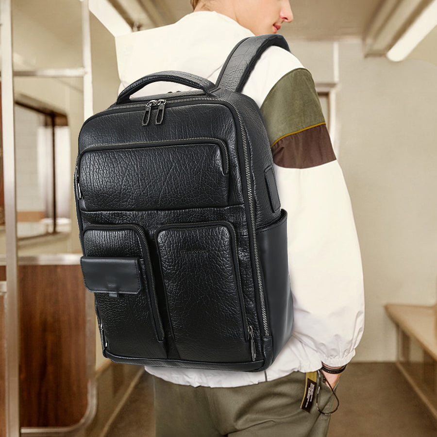 Modern Leather Laptop Backpack with USB Charging Port – Travel Friendly