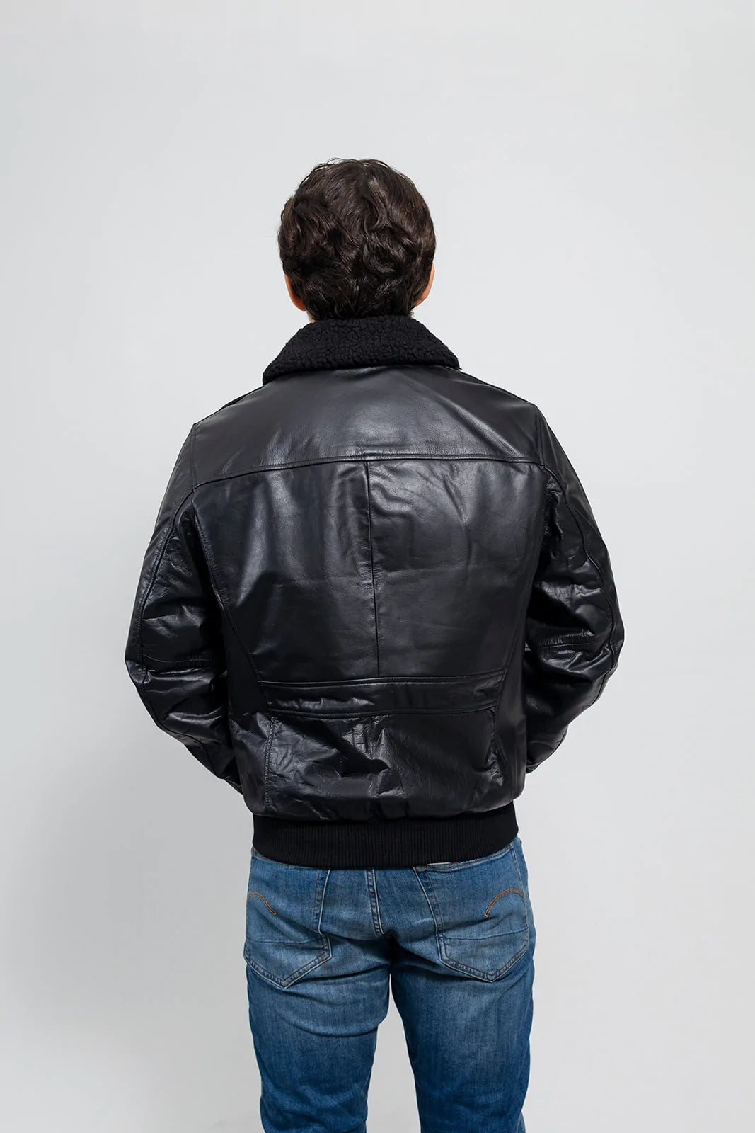 Gothic Men's Bomber Jacket, Black Naked Leather Bomber Jacket - Image 4