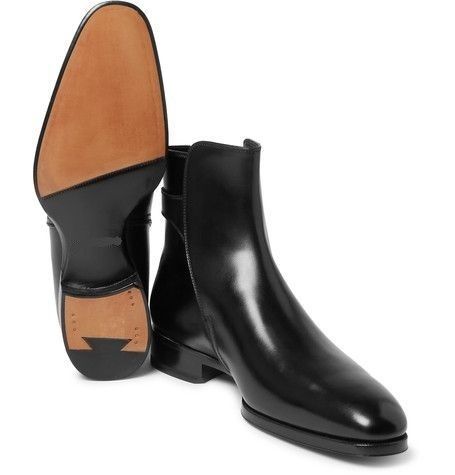 New Handmade Men Black Ankle High Boot, Leather Boot