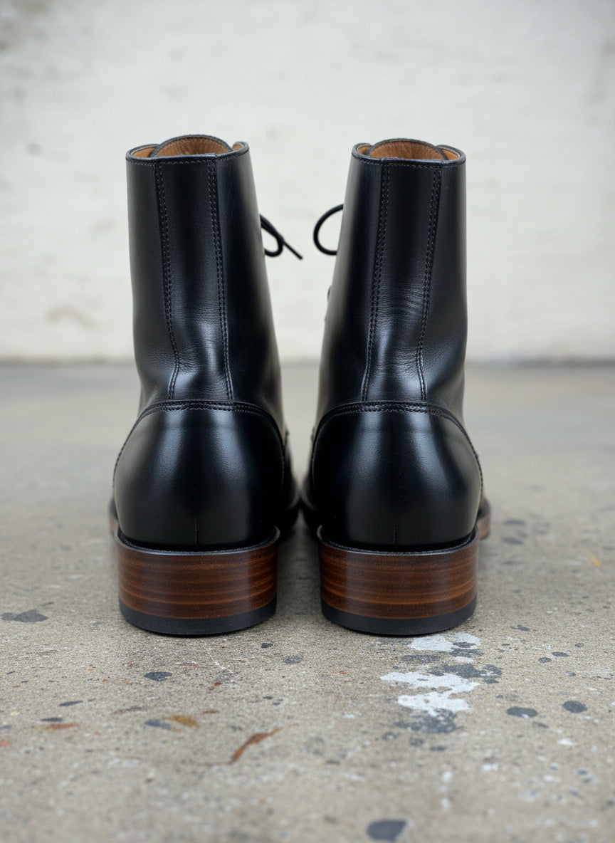 New Handmade Men Black Combat Boots, Men Boot, Mens Lace up Boots - back-view