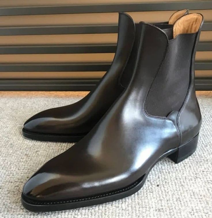 New Handmade Mens black leather chelsea boots, Made to order dress boots