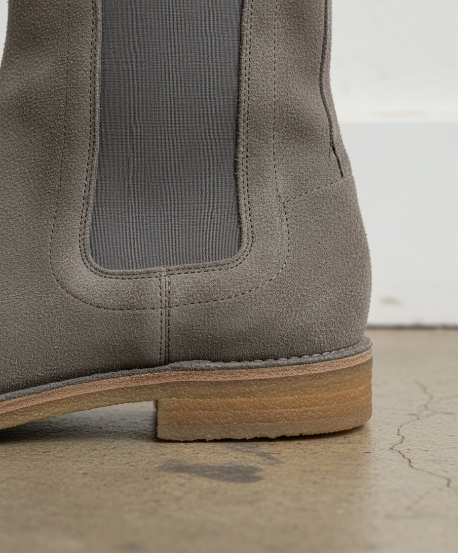 New Handmade Mens Grey Chelsea Suede Leather Boots, Men Suede Leather Boot - detail-view-showing-texture