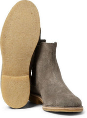 New Handmade Mens Grey Chelsea Suede Leather Boots, Men Suede Leather Boot
