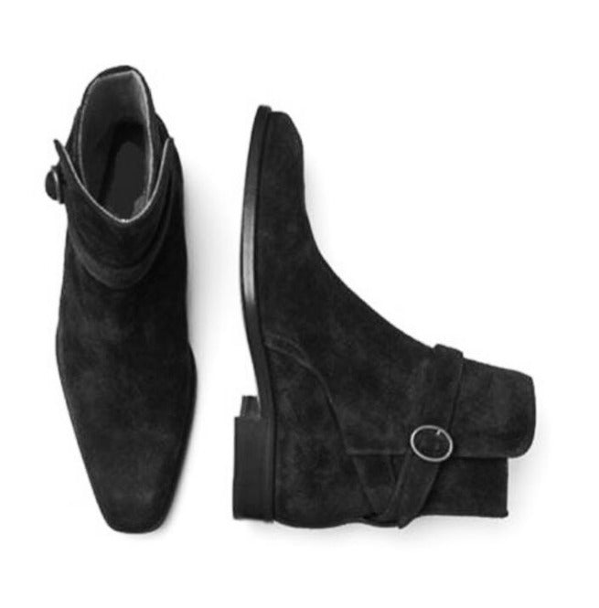 New Jodhpurs Ankle Boot Men Black Ankle High Suede Leather 's Suede Boot