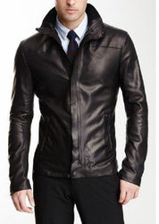 Men's Black Leather Biker Jacket