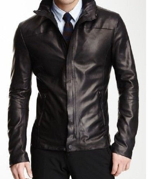 Men's Black Leather Biker Jacket