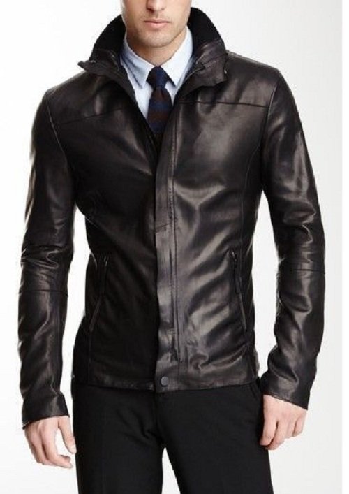 Men's Black Leather Biker Jacket