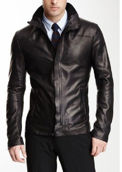 New Men Black Leather Biker Jackets, Real Leather Jackets For Mens