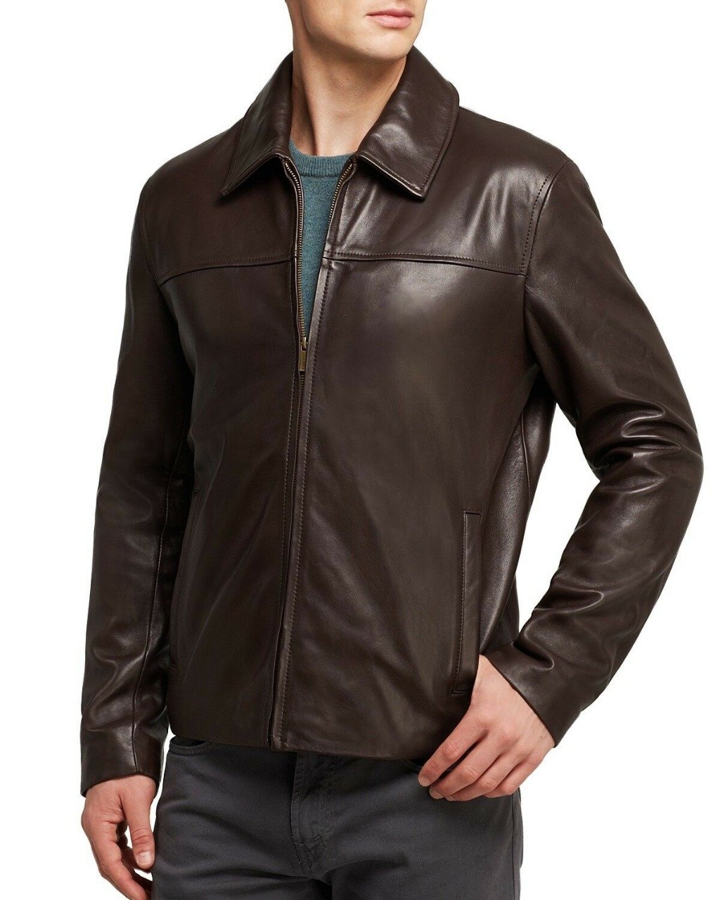 New Men Brown Leather Biker Jackets, Real Leather Jackets For Mens