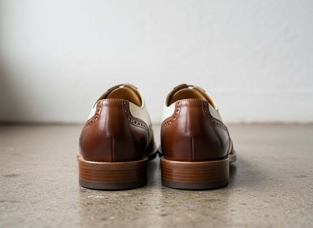 New Men Spectator Shoes, Brogue Wingtip Brown And White Formal Shoes