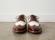 New Men Spectator Shoes, Brogue Wingtip Brown And White Formal Shoes