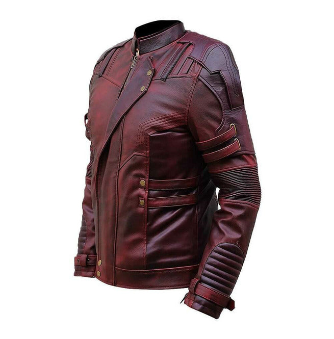 Handmade New Racers Cafe Club Wexed Burgundy Leather Slim Fit Biker Fashion Jacket - Image 4
