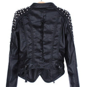 Women's Short Studded Leather Jacket in Punk Style - Image 2