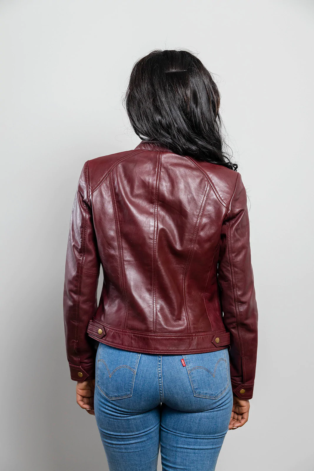 Women's Oxblood Genuine Leather Jacket, Women's Luxe Leather Streetwear Jacket - Image 5