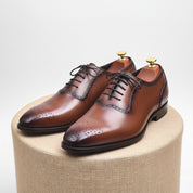 Brown Brogue Leather Formal Dress Shoes - pedestal-view