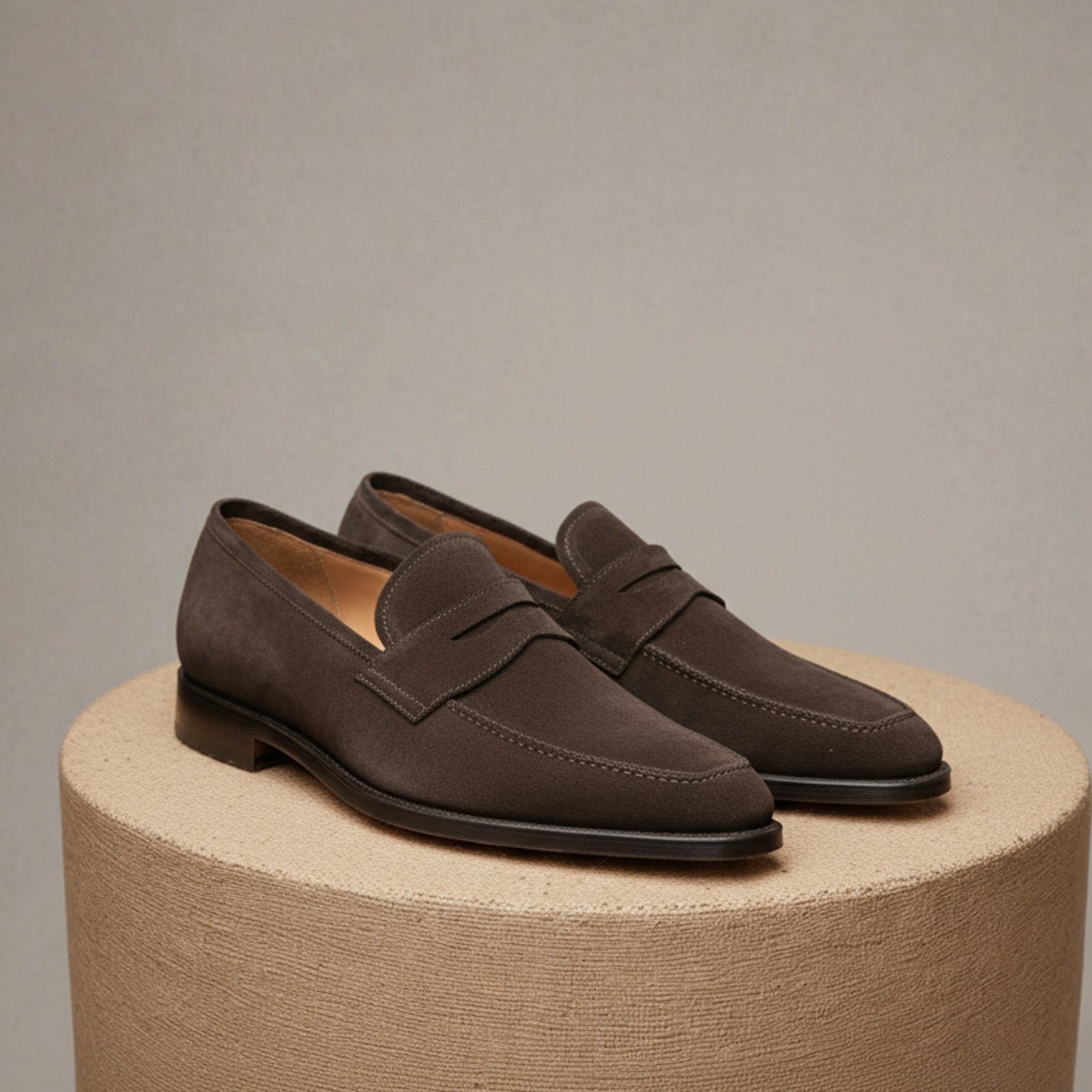 Brown Suede Leather Moccasins Loafer Slip Ons - pedestal-view