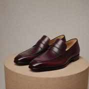 Dark Burgundy Leather Formal Shoes - pedestal-view