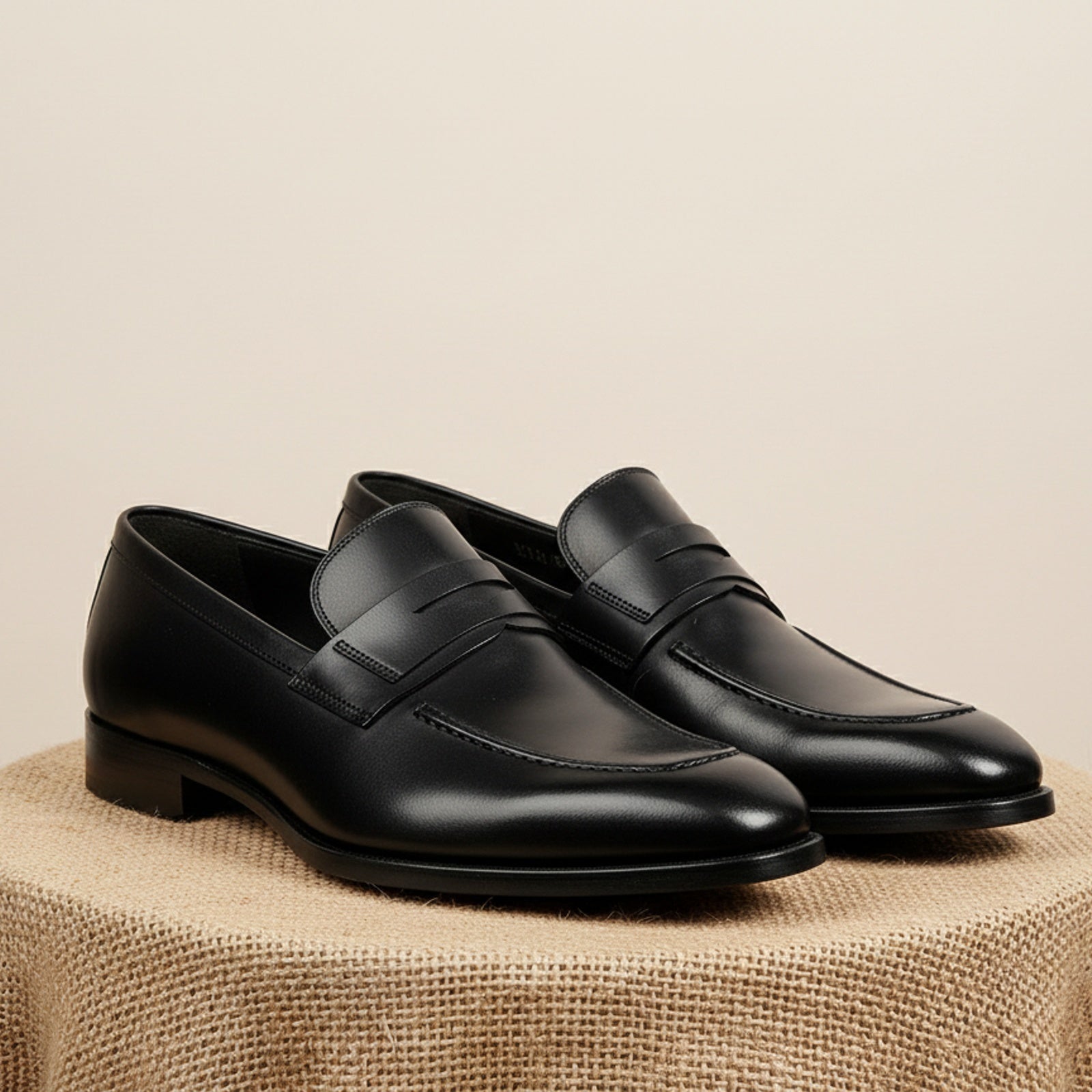 Men's Black Leather Tuxedo Shoes for Formal Events - pedestal-view
