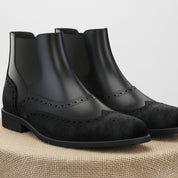 Men's Black Leather Chelsea Boots - pedestal-view