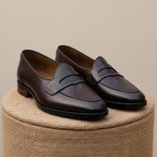Men's Black Leather Moccasins - pedestal-view