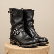 Men's Black Leather Work Boots - pedestal-view