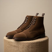 Men's Brown Suede Lace-Up Ankle Boots - pedestal-view