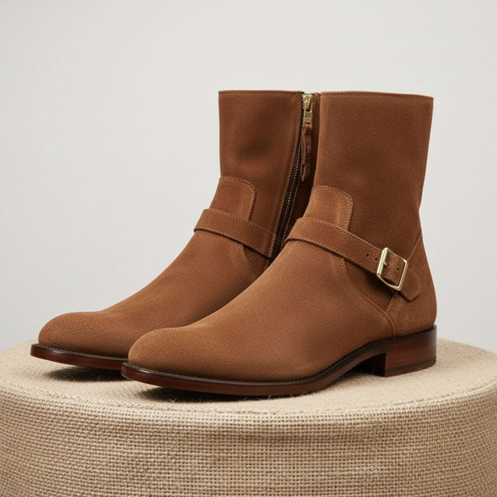 Men's Brown Suede Ankle Boots - pedestal-view