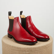 Men's Red Leather Chelsea Boots - pedestal-view