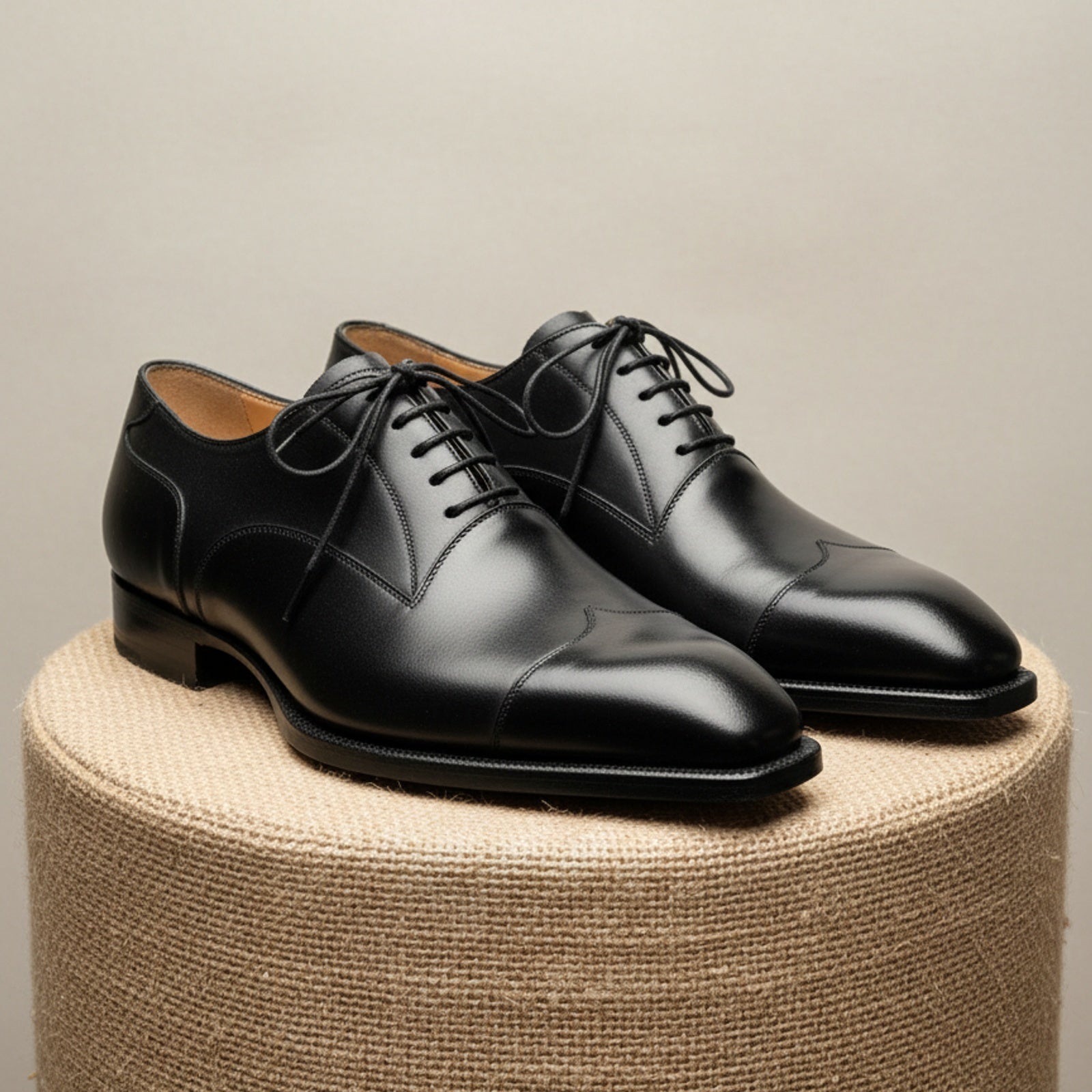 Handmade Mens Black Formal Shoes, Men Black Tuxedo Leather Shoes, Shoes - pedestal-view
