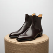 Men's Black Leather Chelsea Boots - pedestal-view