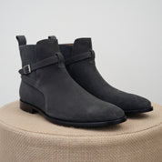 Men's Dark Gray Suede Jodhpur Ankle Boots - pedestal-view