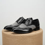 Handmade Mens Formal Shoes, Men Two Tone Wing Tip Dress Shoes, Shoes - pedestal-view