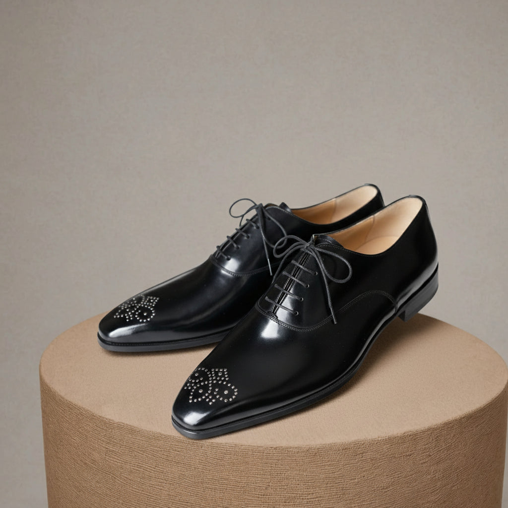 Handmade Mens Formal Shoes, Mens Fashion Black Dress Shoes, Mens Shoes - pedestal-view