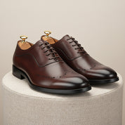 Men's Black Leather Formal Dress Shoes - pedestal-view