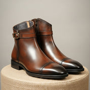 Men's Brown Leather Ankle Boots - pedestal-view