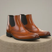 Men's Tan Leather Chelsea Boots - pedestal-view
