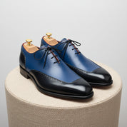 Leather Formal Dress Shoes in Black and Blue - pedestal-view